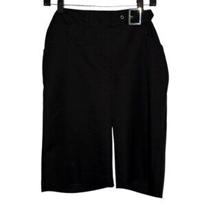 Izod belted high-waist wide leg knee length shorts/culottes black women's size 8